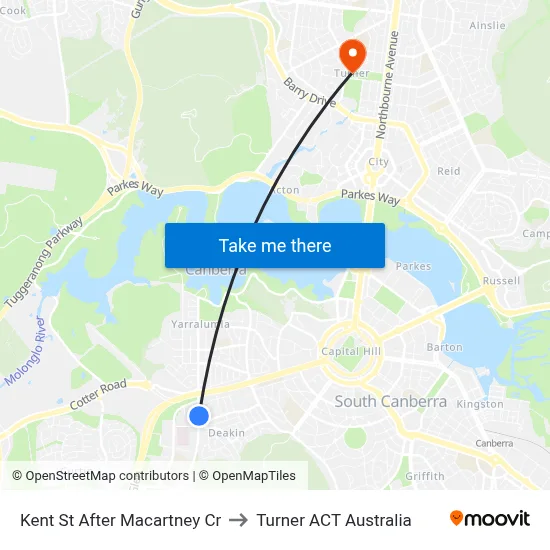 Kent St After Macartney Cr to Turner ACT Australia map
