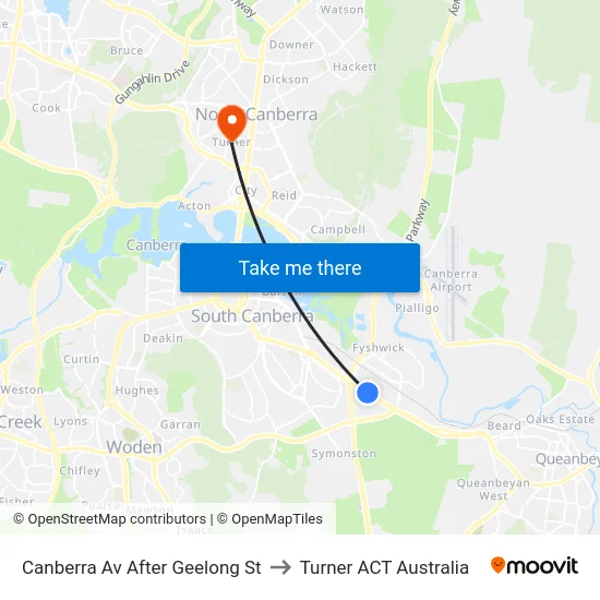 Canberra Av After Geelong St to Turner ACT Australia map