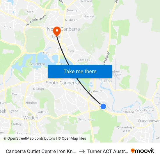 Canberra Outlet Centre Iron Knob St to Turner ACT Australia map