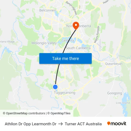 Athllon Dr Opp Learmonth Dr to Turner ACT Australia map