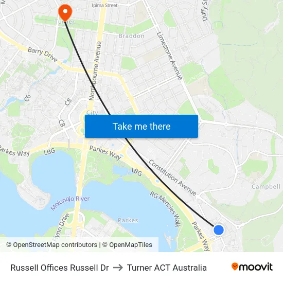 Russell Offices Russell Dr to Turner ACT Australia map