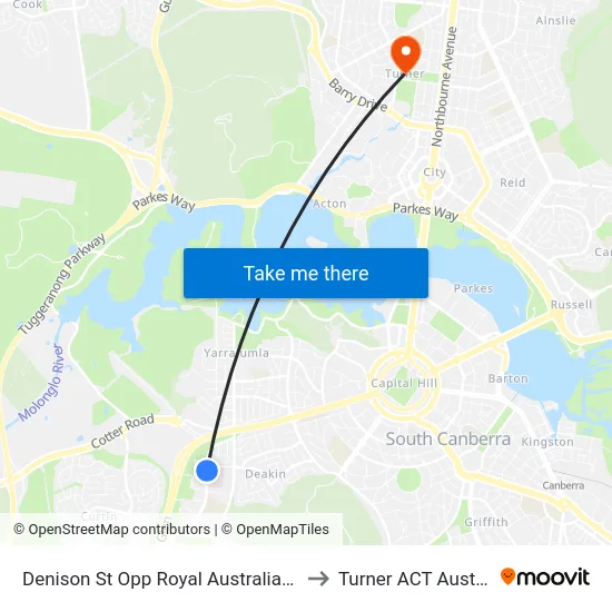 Denison St Opp Royal Australian Mint to Turner ACT Australia map