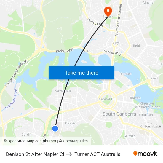Denison St After Napier Cl to Turner ACT Australia map