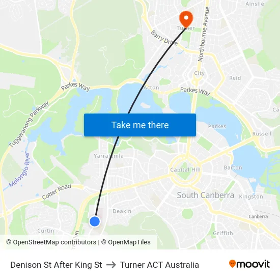 Denison St After King St to Turner ACT Australia map