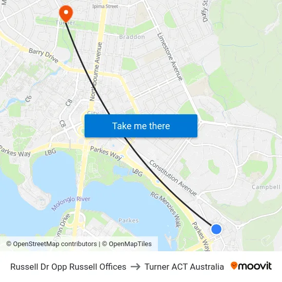 Russell Dr Opp Russell Offices to Turner ACT Australia map