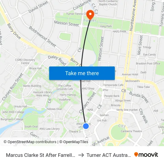 Marcus Clarke St After Farrell Pl to Turner ACT Australia map