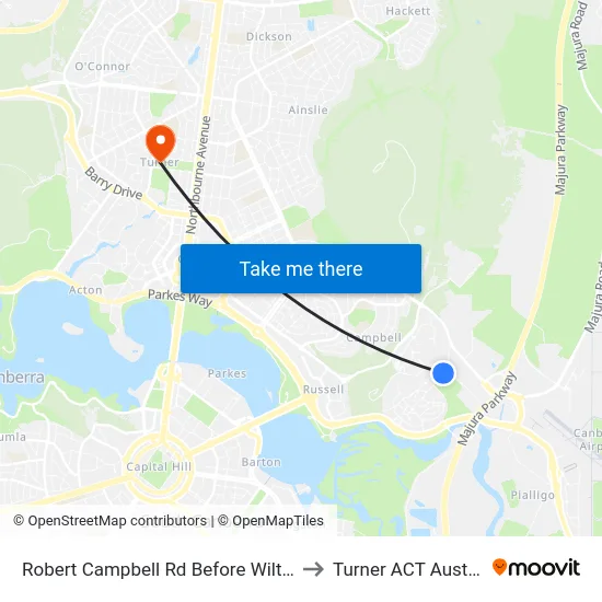 Robert Campbell Rd Before Wilton Rd to Turner ACT Australia map