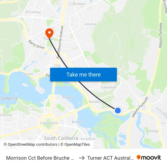Morrison Cct Before Bruche Rd to Turner ACT Australia map