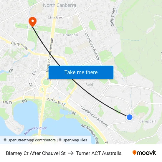 Blamey Cr After Chauvel St to Turner ACT Australia map