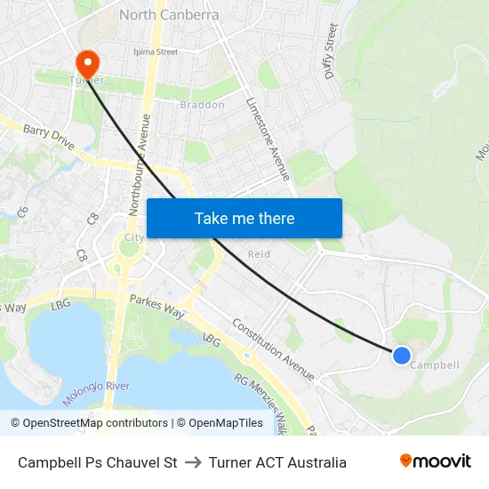 Campbell Ps Chauvel St to Turner ACT Australia map