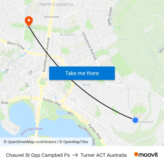 Chauvel St Opp Campbell Ps to Turner ACT Australia map