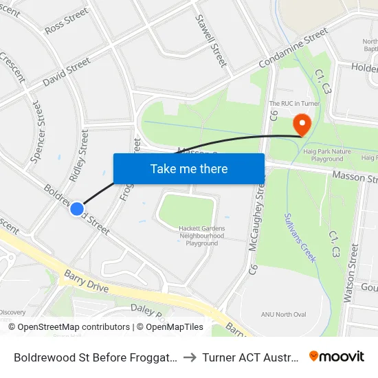 Boldrewood St Before Froggatt St to Turner ACT Australia map