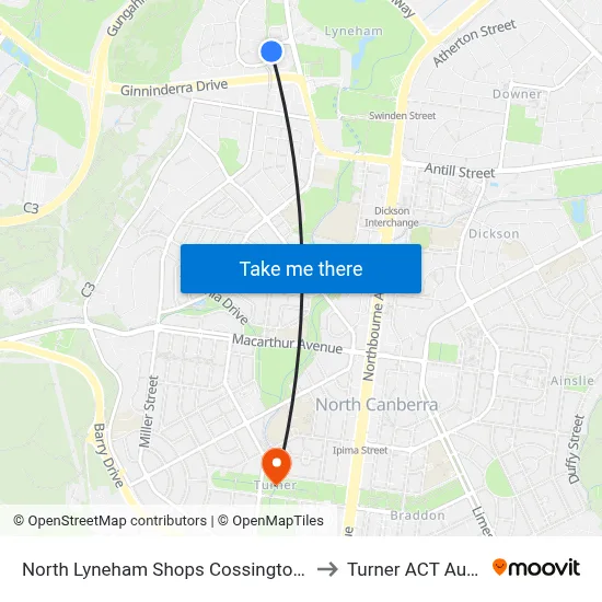 North Lyneham Shops Cossington Smith Cr to Turner ACT Australia map