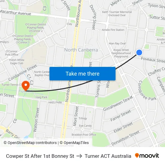 Cowper St After 1st Bonney St to Turner ACT Australia map