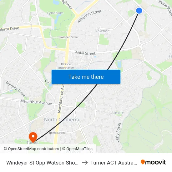 Windeyer St Opp Watson Shops to Turner ACT Australia map