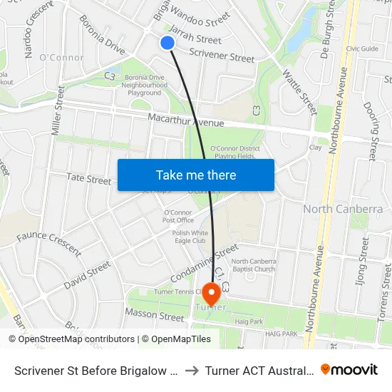 Scrivener St Before Brigalow St to Turner ACT Australia map