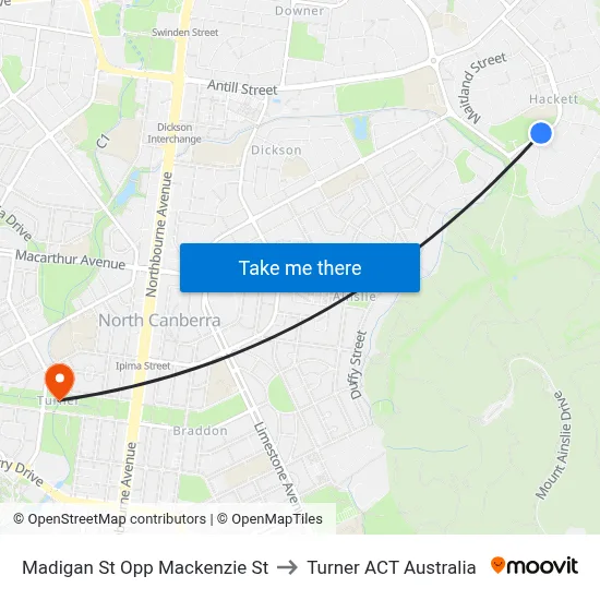 Madigan St Opp Mackenzie St to Turner ACT Australia map