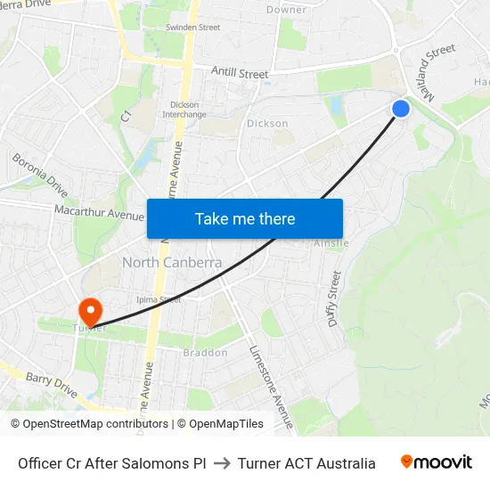 Officer Cr After Salomons Pl to Turner ACT Australia map