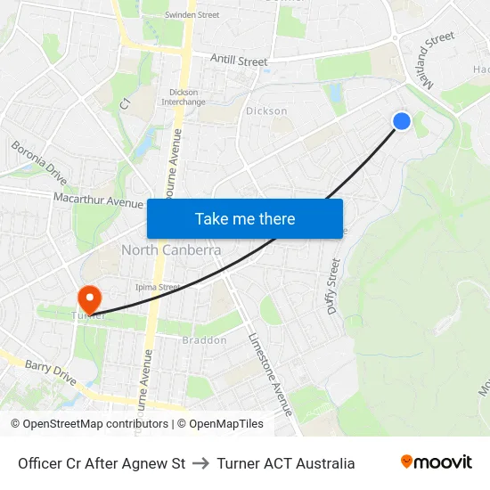 Officer Cr After Agnew St to Turner ACT Australia map