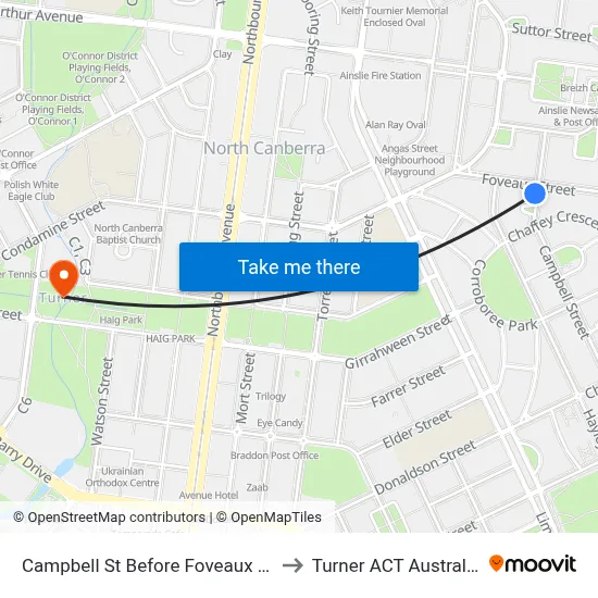 Campbell St Before Foveaux St to Turner ACT Australia map