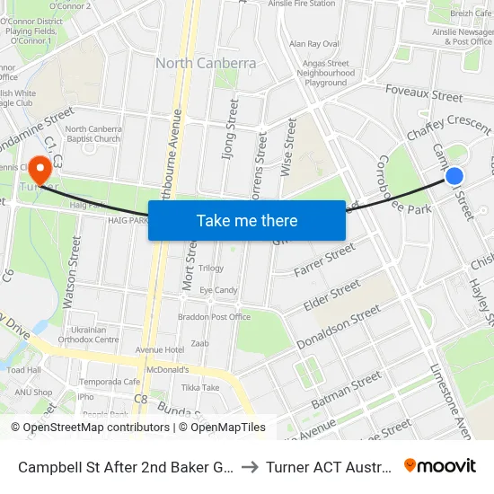Campbell St After 2nd Baker Gdns to Turner ACT Australia map