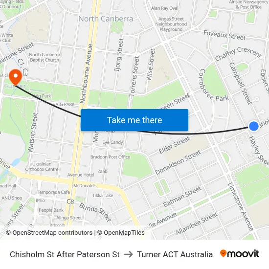 Chisholm St After Paterson St to Turner ACT Australia map