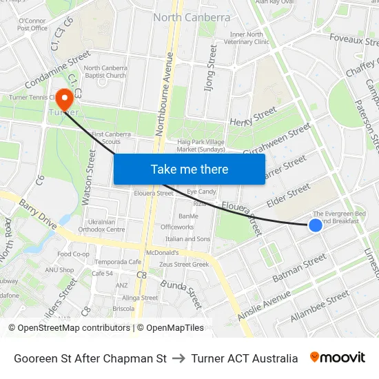 Gooreen St After Chapman St to Turner ACT Australia map