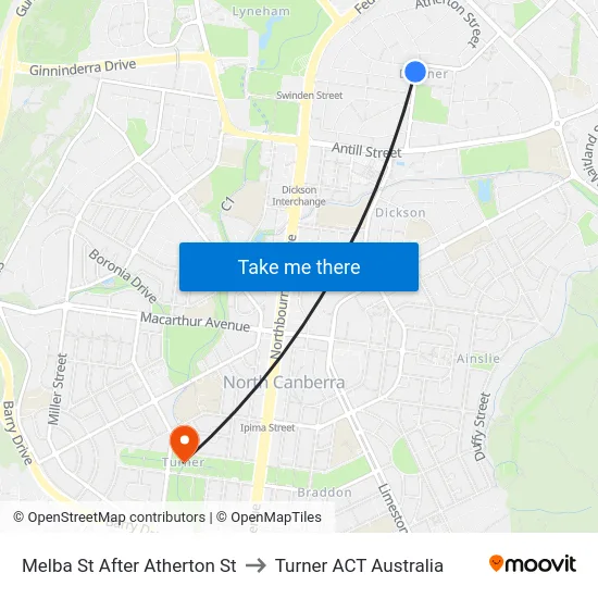 Melba St After Atherton St to Turner ACT Australia map