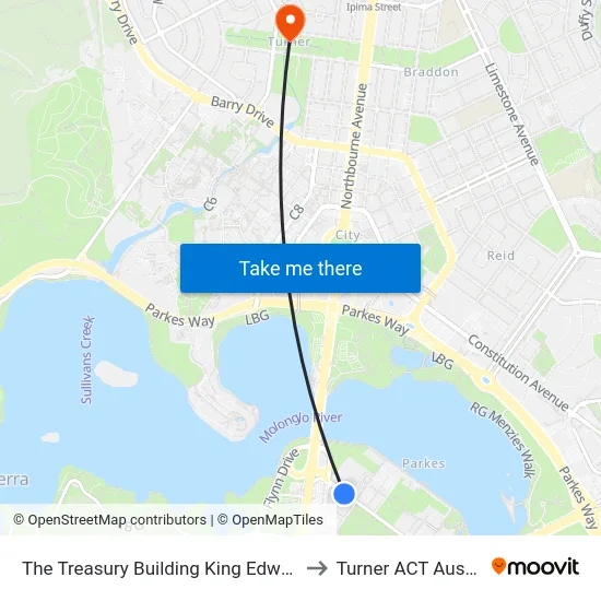 The Treasury Building King Edward Tce to Turner ACT Australia map