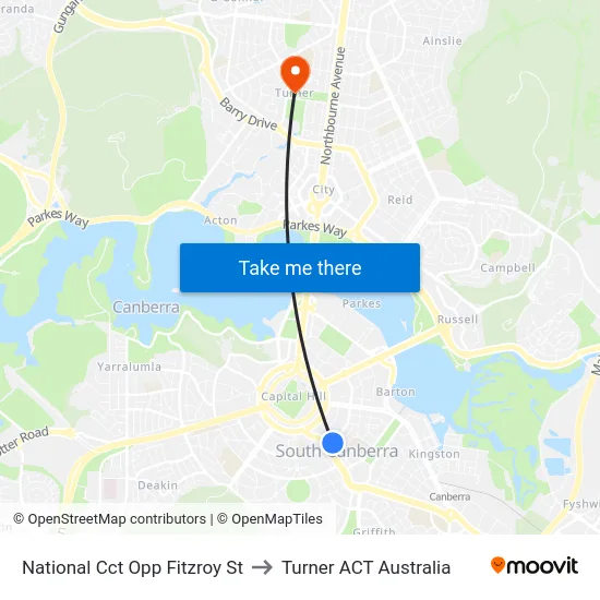 National Cct Opp Fitzroy St to Turner ACT Australia map