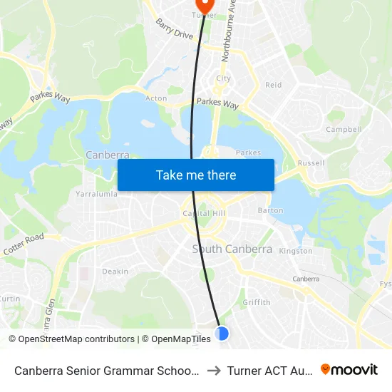 Canberra Senior Grammar School Golden Gr to Turner ACT Australia map
