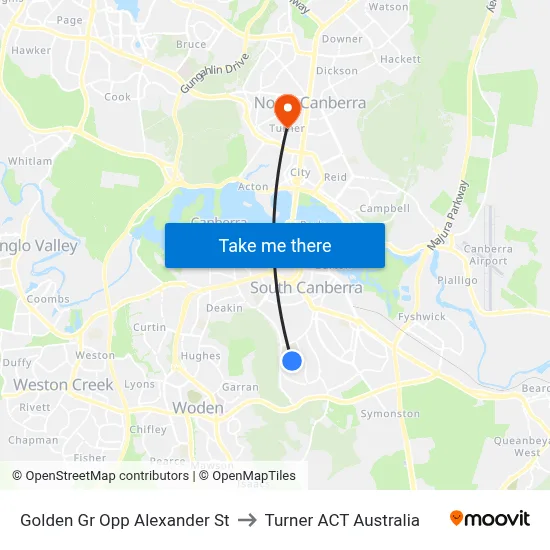 Golden Gr Opp Alexander St to Turner ACT Australia map