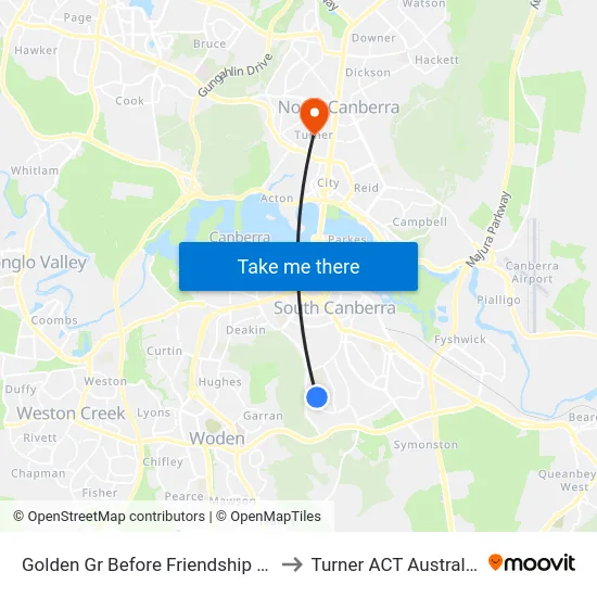 Golden Gr Before Friendship St to Turner ACT Australia map