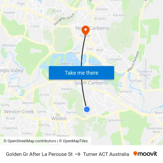 Golden Gr After La Perouse St to Turner ACT Australia map