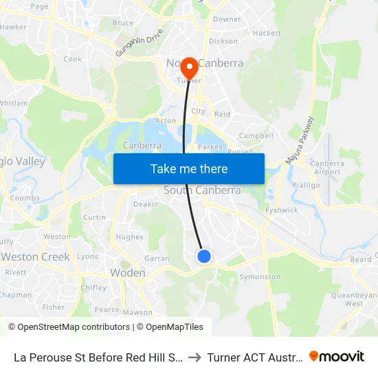 La Perouse St Before Red Hill Shops to Turner ACT Australia map
