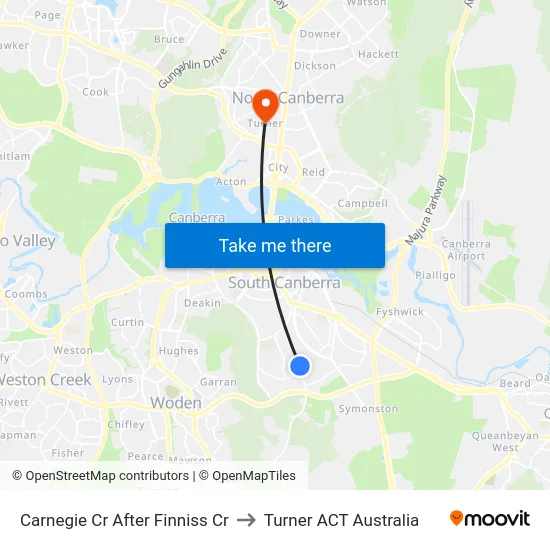 Carnegie Cr After Finniss Cr to Turner ACT Australia map