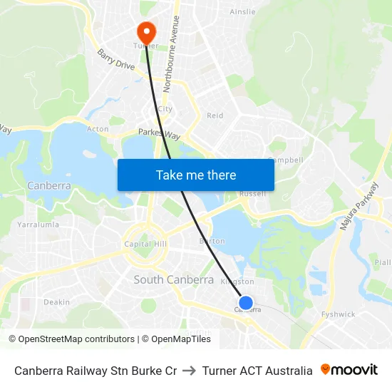 Canberra Railway Stn Burke Cr to Turner ACT Australia map