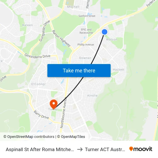 Aspinall St After Roma Mitchell Cr to Turner ACT Australia map
