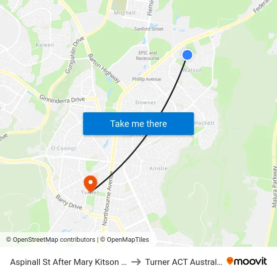 Aspinall St After Mary Kitson St to Turner ACT Australia map