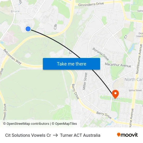 Cit Solutions Vowels Cr to Turner ACT Australia map