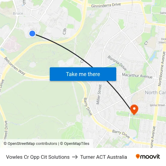 Vowles Cr Opp Cit Solutions to Turner ACT Australia map