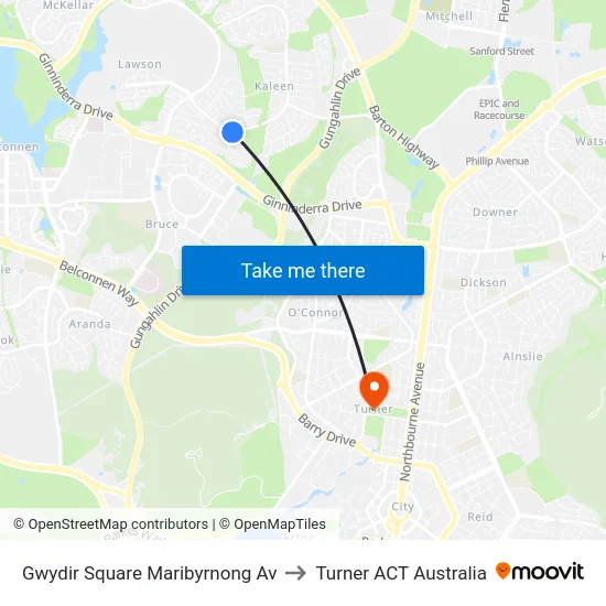 Gwydir Square Maribyrnong Av to Turner ACT Australia map