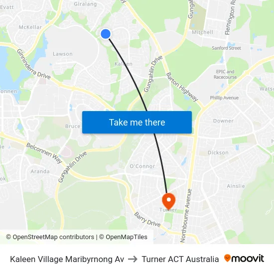 Kaleen Village Maribyrnong Av to Turner ACT Australia map
