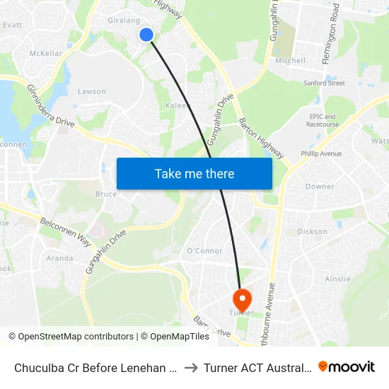 Chuculba Cr Before Lenehan St to Turner ACT Australia map