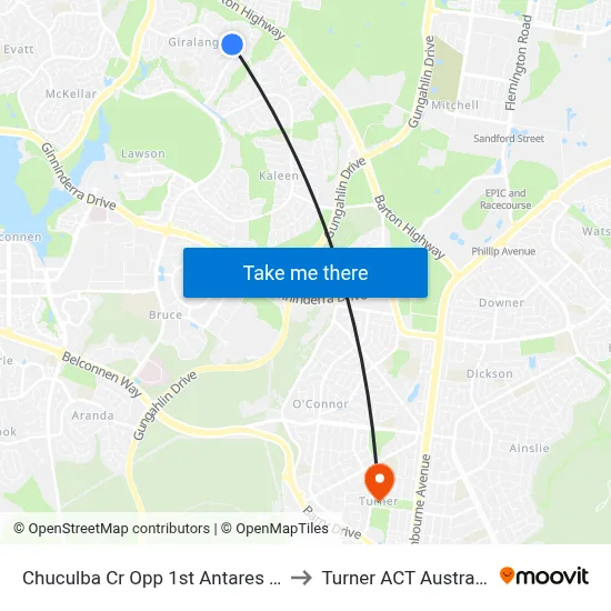 Chuculba Cr Opp 1st Antares Cr to Turner ACT Australia map