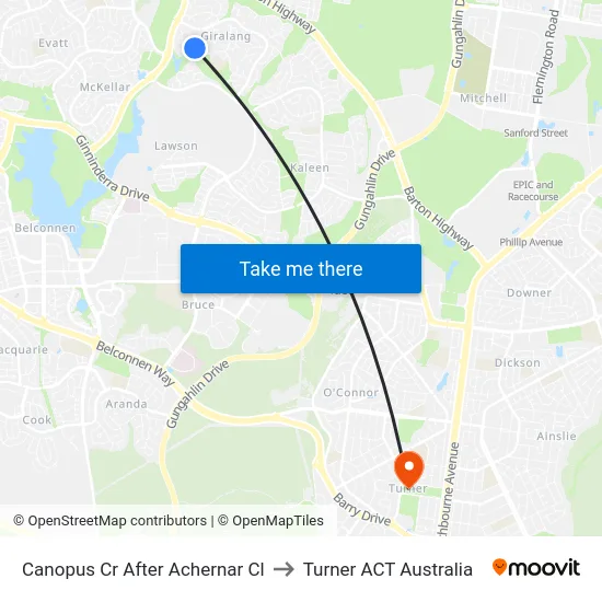 Canopus Cr After Achernar Cl to Turner ACT Australia map