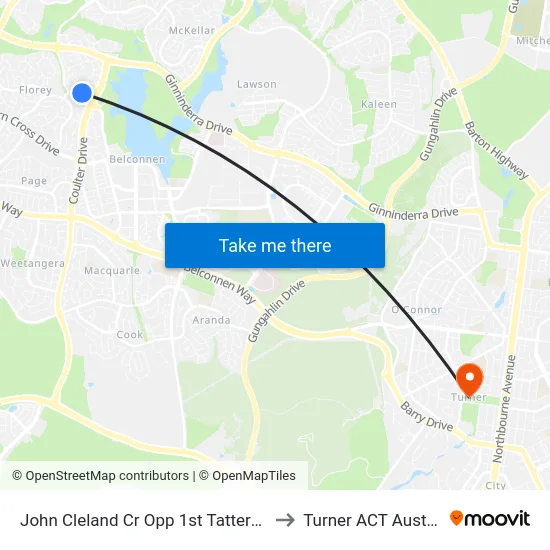 John Cleland Cr Opp 1st Tattersall Cr to Turner ACT Australia map
