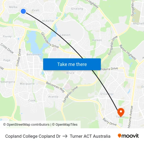 Copland College Copland Dr to Turner ACT Australia map