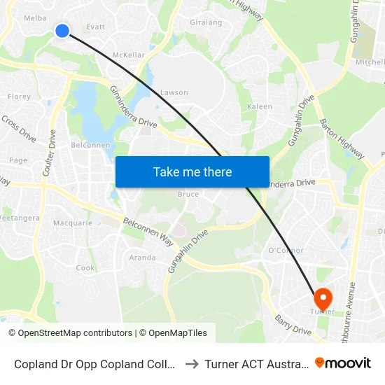 Copland Dr Opp Copland College to Turner ACT Australia map