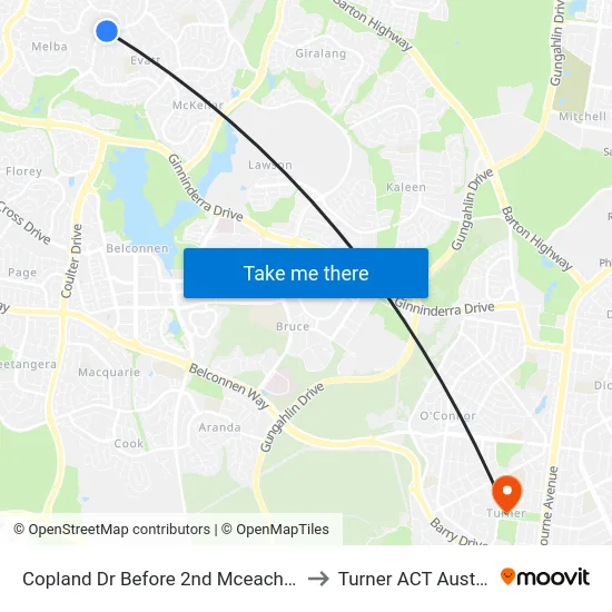 Copland Dr Before 2nd Mceachern Cr to Turner ACT Australia map
